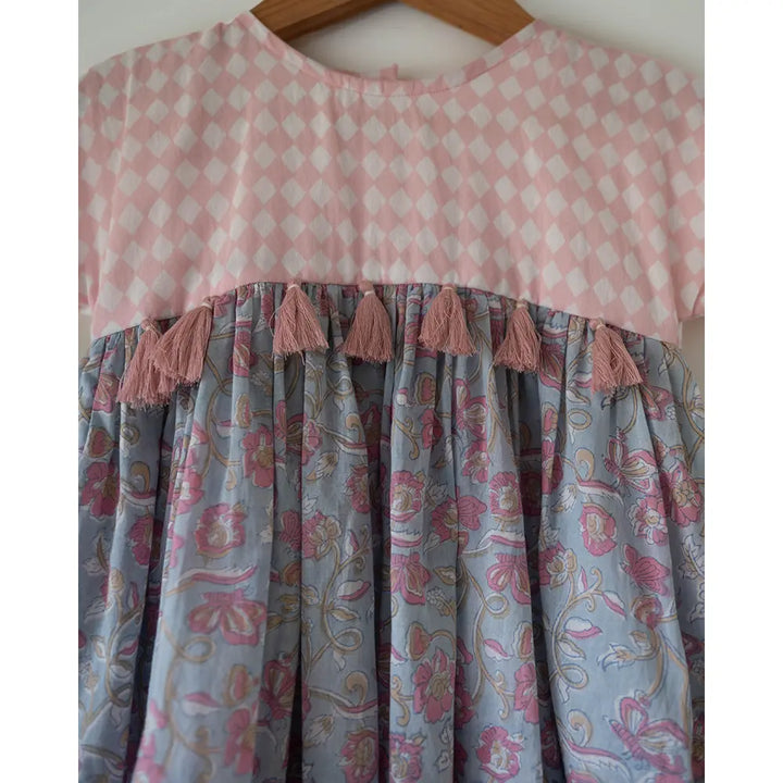 Love The World Today Tassel Dress For Girls In Sky Blue Butterfly