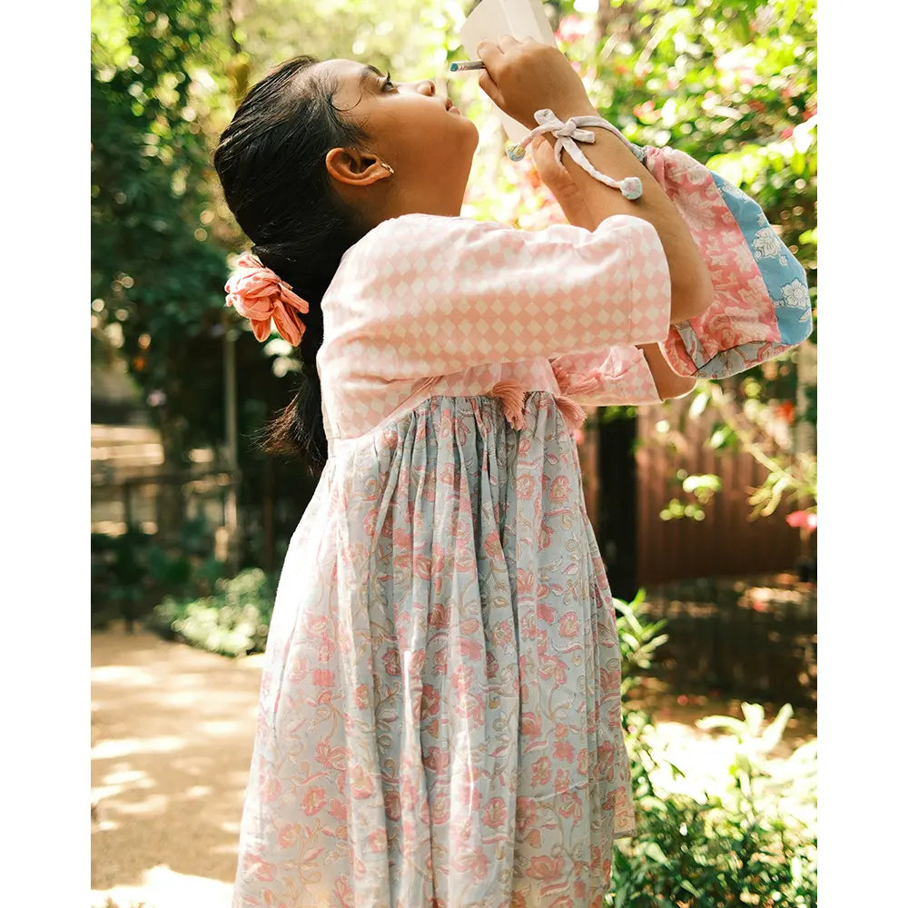 Love The World Today Tassel Dress For Girls In Sky Blue Butterfly