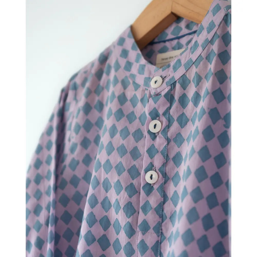 Love The World Today Saaz Purple Rhombus Full Sleeve Shirt Kurta For Boys