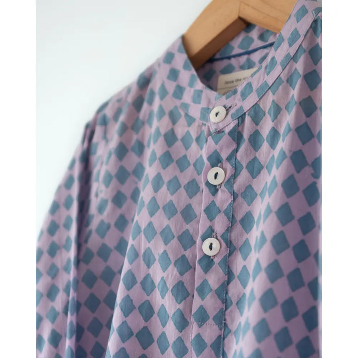 Love The World Today Saaz Purple Rhombus Full Sleeve Shirt Kurta For Boys