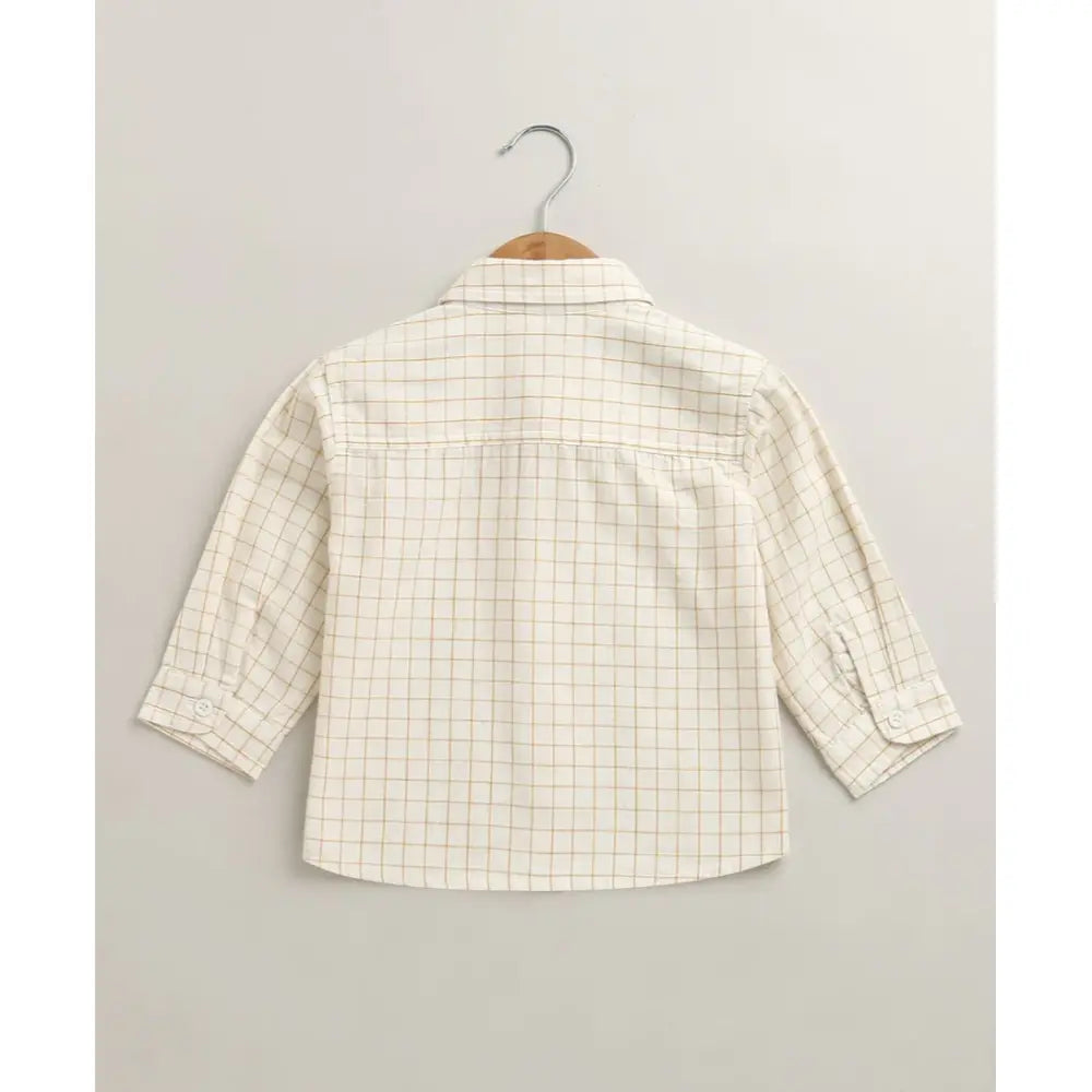Sweetlime By As The yelllow Checks shirt  &amp; Khaki Cotton Co-ord Set - Beige