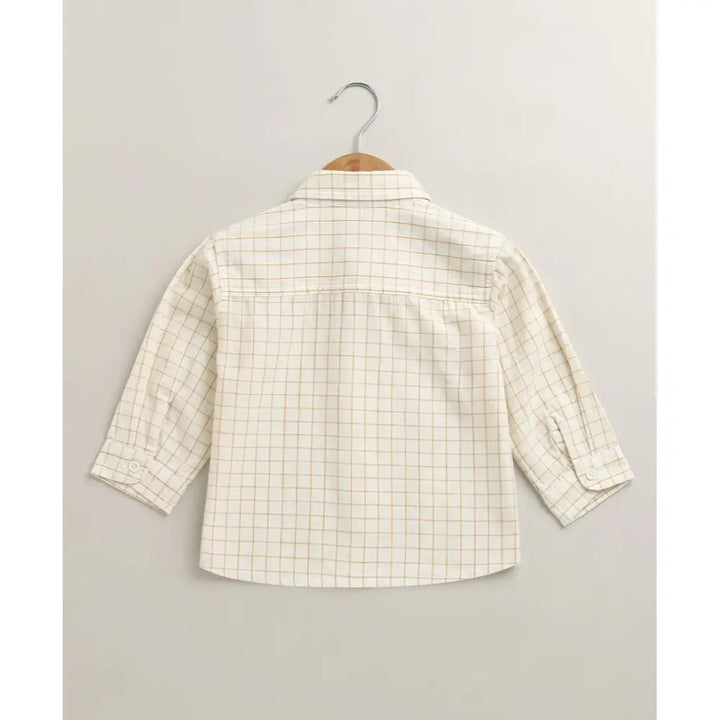 Sweetlime By As The yelllow Checks shirt  &amp; Khaki Cotton Co-ord Set - Beige