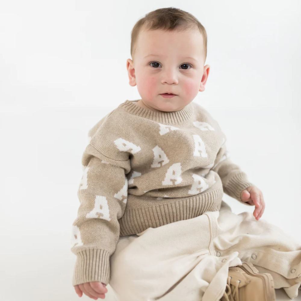 NamelyCo Personalised Alpha Jumper - Light Camel
