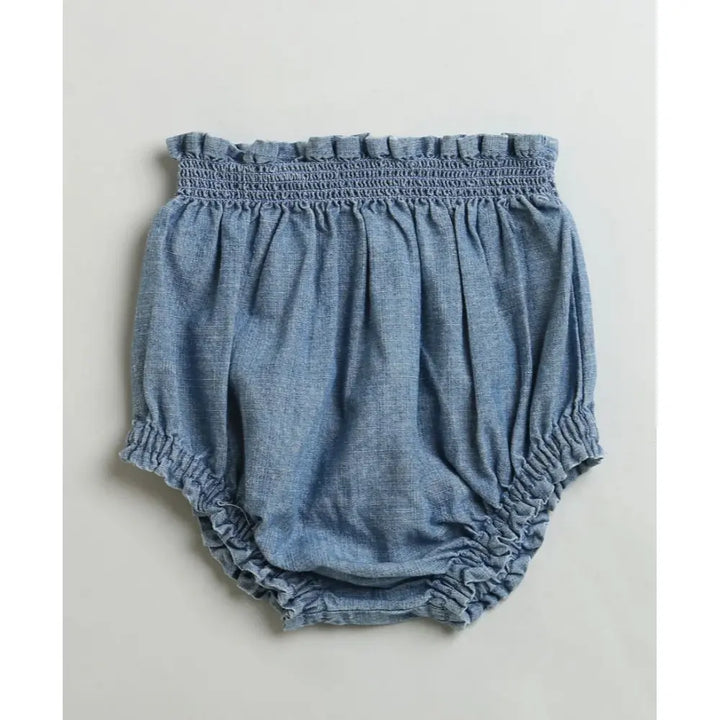 Sweetlime By AS Cotton Denim Ruffle Dress &amp; Bloomer Set - Blue
