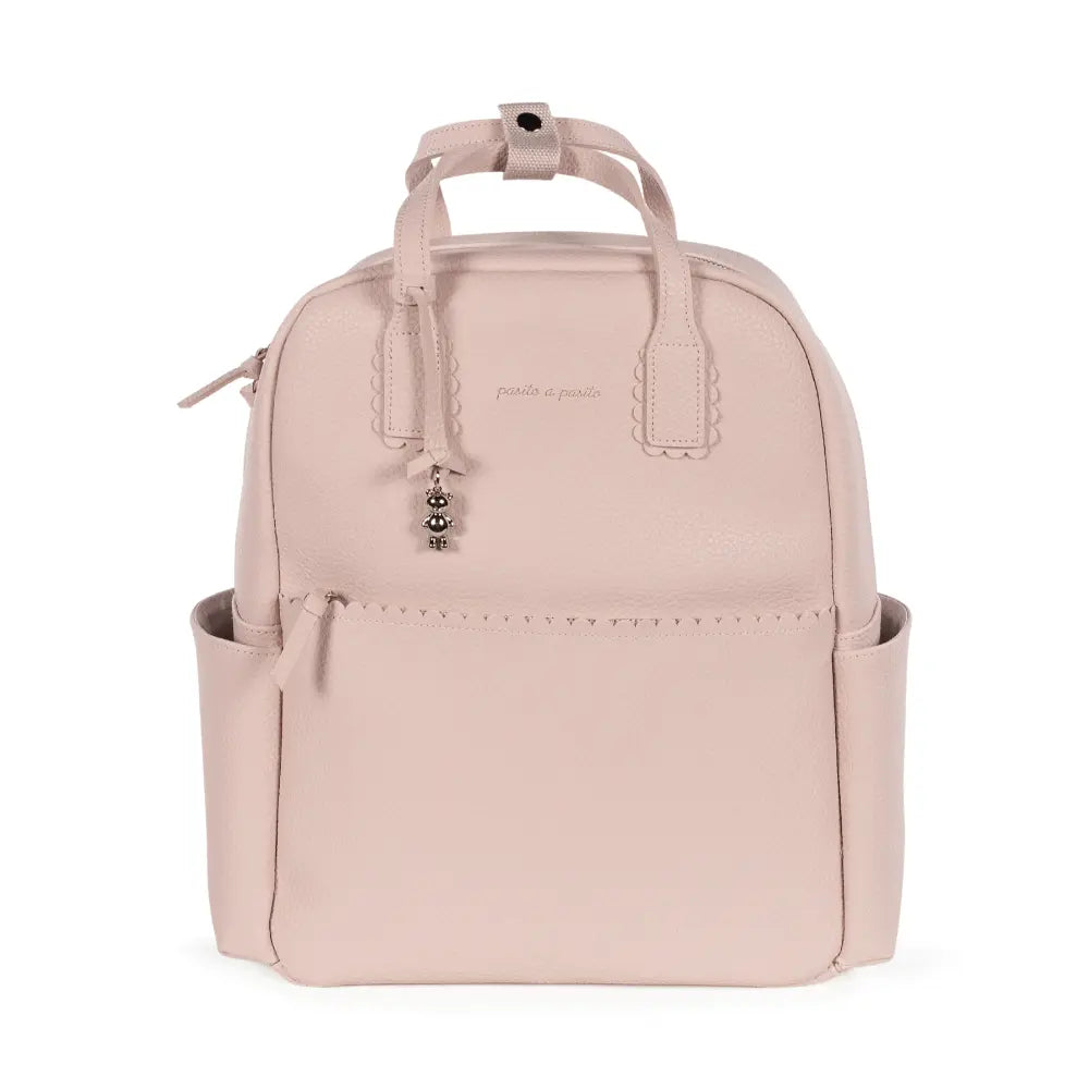 Pasito a Pasito Diaper Backpack with Changing Pad, Large Capacity Water-Resistant with Multi-Pocket Organizer, Insulated Bottle Pocket, Shoulder &amp; Stroller Straps, Icon Eco Leather - Rose