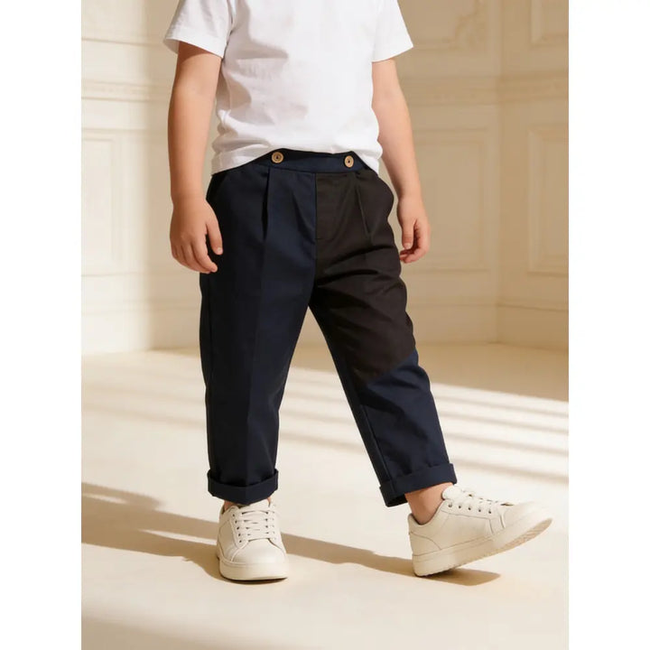 The Baby Trunk Unisex Comfy Patch Pants - Navy and Coffee