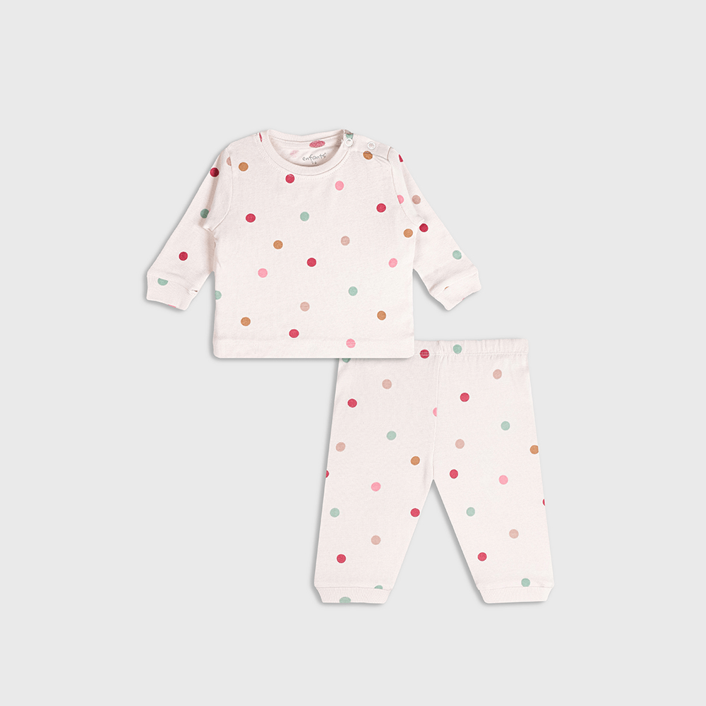 Enfants Polka Delight Co-ords- Beige