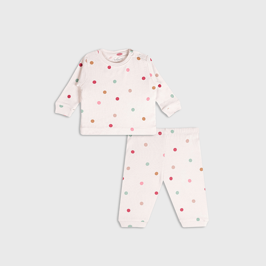 Enfants Polka Delight Co-ords- Beige