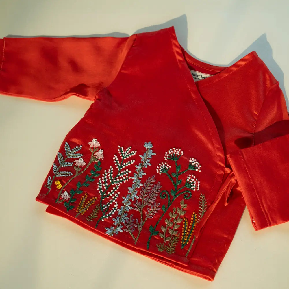 PureCloth.Co Jamna Set | Boys Chanderi Silk Red
