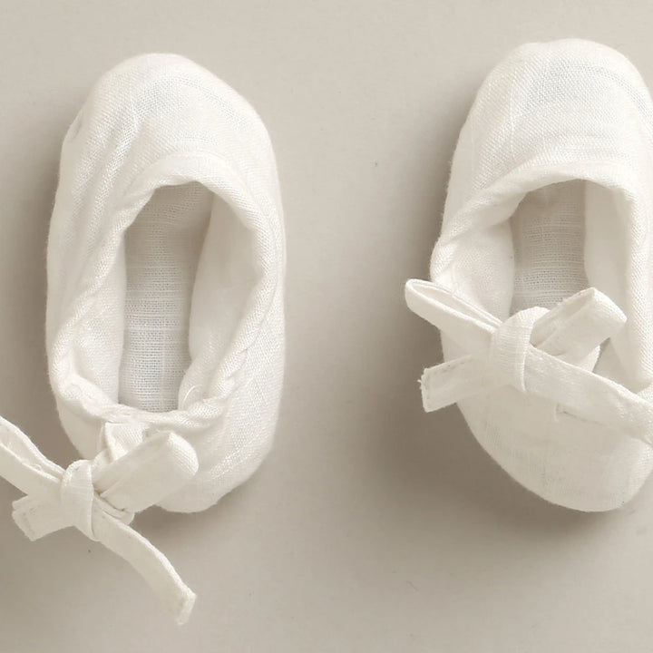 Sweetlime By As Unisex Pure Comfort Organic Cotton Baby Booties - White