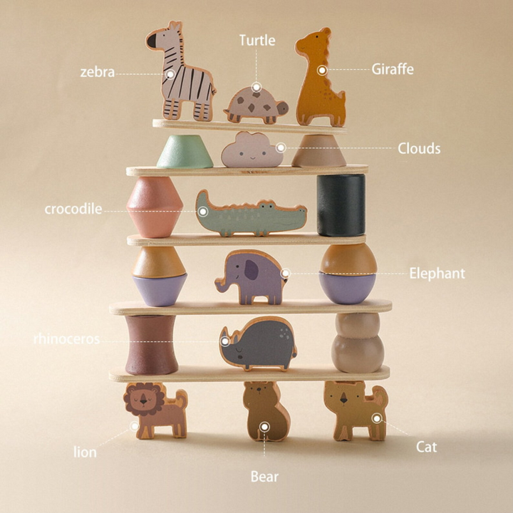Playbox Wooden Zoo Tower Balancing Activity Toy