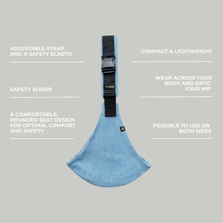 Wildride Toddler Carrier Denim | Lightweight 100% Cotton Hip Seat Baby Carrier for Toddlers 9 Months–4 Years | Ergonomic, Foldable &amp; Travel-Friendly Child Carrier | Comfortable Stroller Alternative for Everyday Adventures