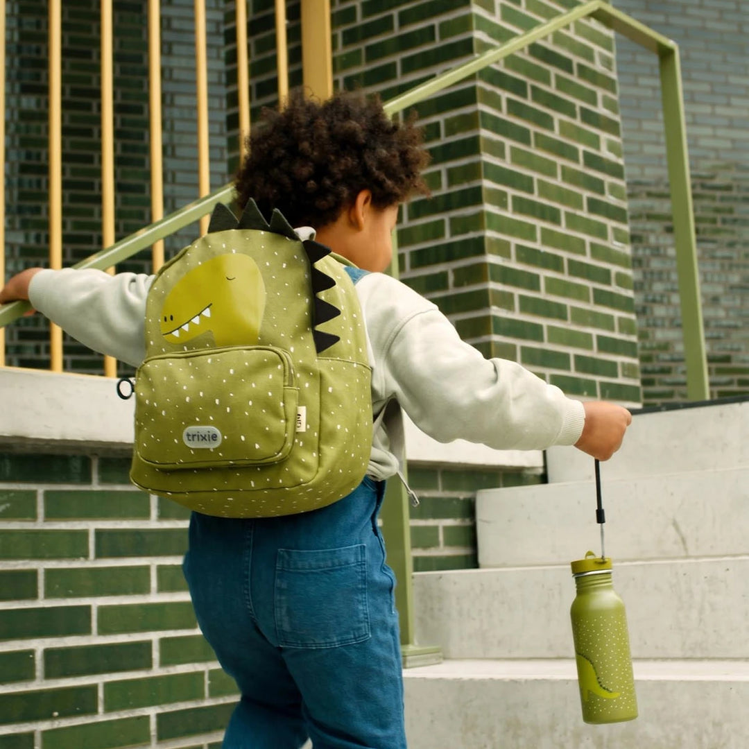Trixie Kids Backpack | Lightweight Water-Repellent School &amp; Travel Bag with Adjustable Padded Straps, Front Pocket &amp; Name Tag for Toddlers and Preschoolers | 3 Years Onwards | Mr. Dino