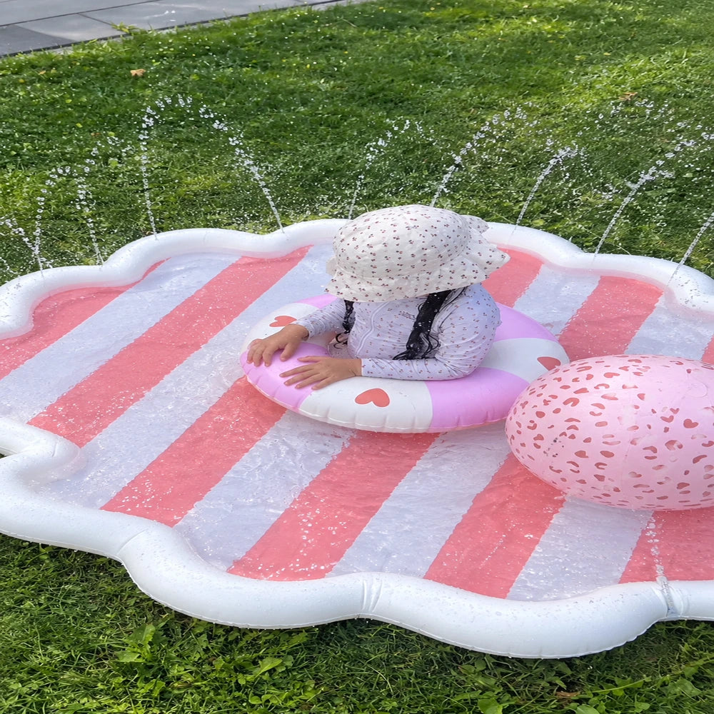 Swim Essentials Water Sprinkler Mermazing Beige Underwater Print | Inflatable Sensory Play Mat &amp; Water Sprinkler for Babies &amp; Toddlers for Ages 3+ | Ø 150 cm