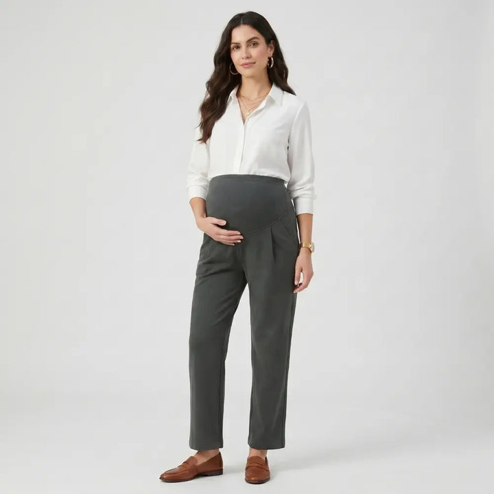 SOL MAMA Over Bump Straight Pants - Medium Grey