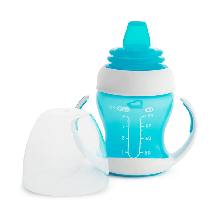 Munchkin Gentle Transition Cup with Soft Silicone Spout &amp; Handles – Spill-Proof Sippy Cup, BPA-Free, 4oz, 4+ Months - Blue