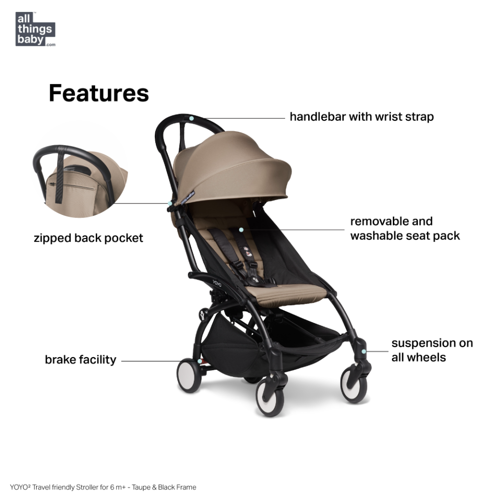 YOYO² Travel friendly Stroller for 6 m+ - Taupe \ Black Frame