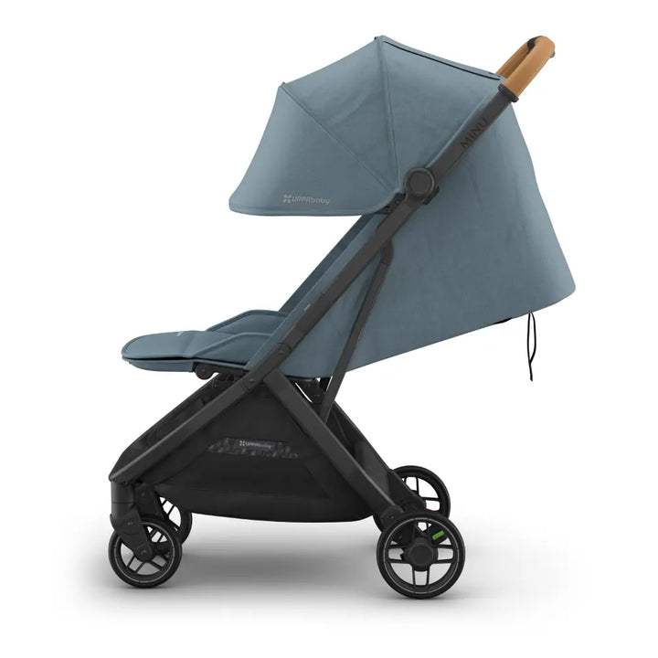 UPPAbaby Minu V3 Stroller, Travel/Cabin Friendly, Compact, Lightweight, One Hand Fold, Flat Recline, Carry Strap, Suitable from Birth - Dillan/Stone Blue