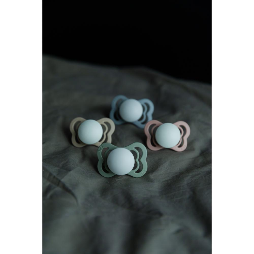 BIBS Glow in the Dark Silicone Orthodontic Nipple Pacifier Size 1 - Pack of 2 (Couture) - Sage & Cloud