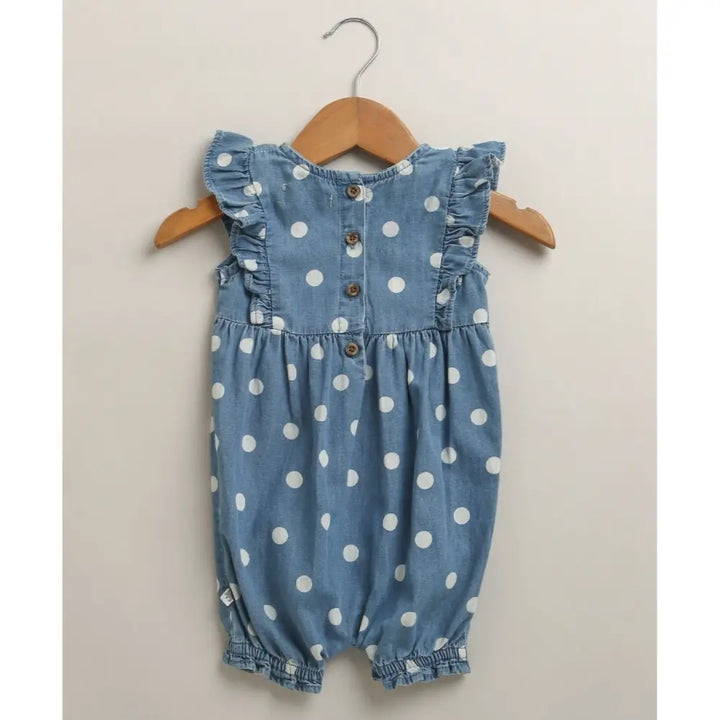 Sweetlime By As Daisy Dot Denim Romper - Blue