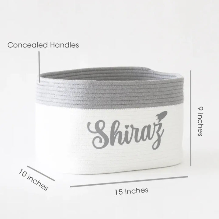 The Tiny Trove Personalized Storage Basket - Set of 3 - Grey