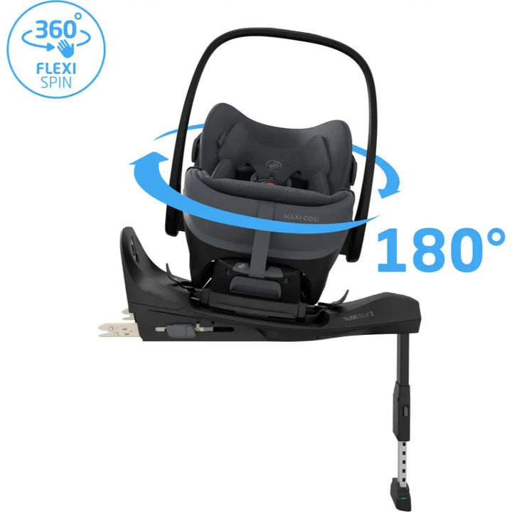 Maxi-Cosi Pebble Slide Pro i-Size, Newborn Car Seat, SLIDETECH®2 Sliding Car Seat Technology, Rear Facing, Full Lie-Flat Recline, Side Impact Protection, Climaflow Ventilation, Lightweight at 3.9Kg, Travel Friendly, 0-24 Months - Moon Graphite