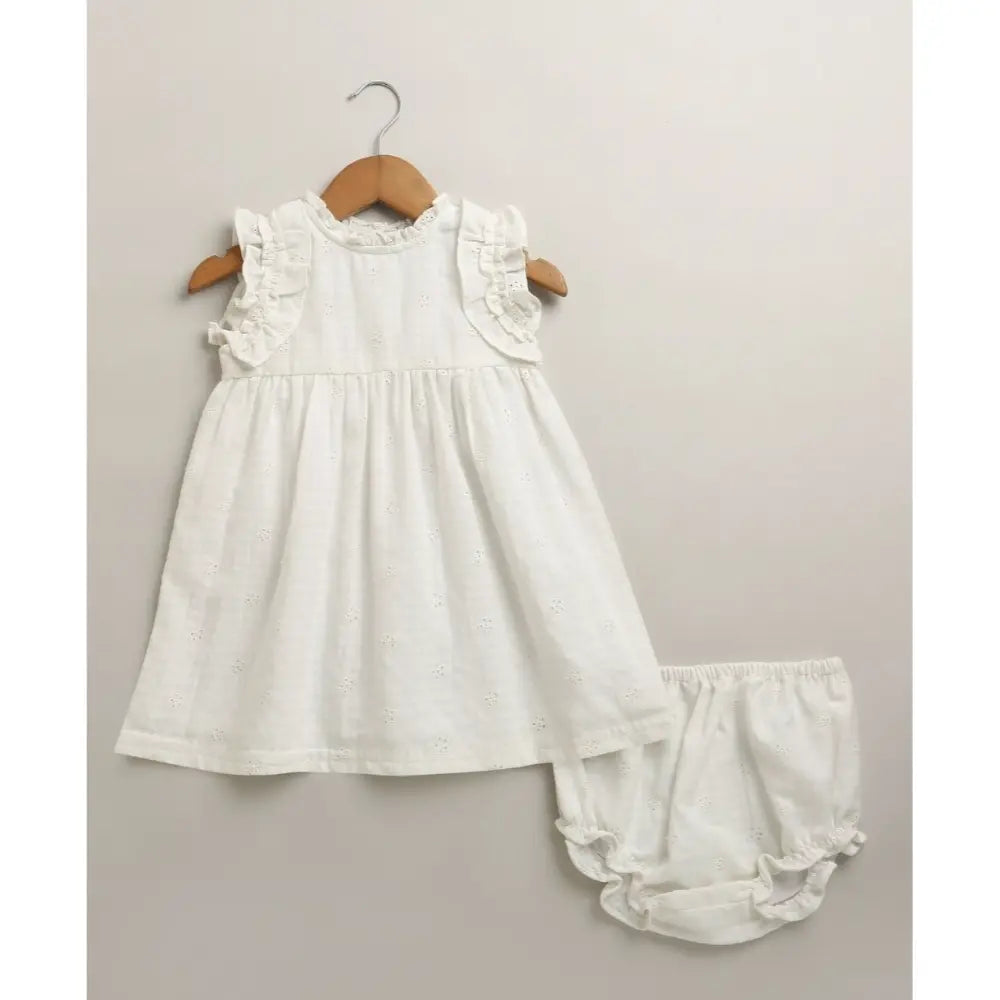 Sweetlime By As Organic Cotton Pure Grace White Dress &amp; Bloomer Set - White