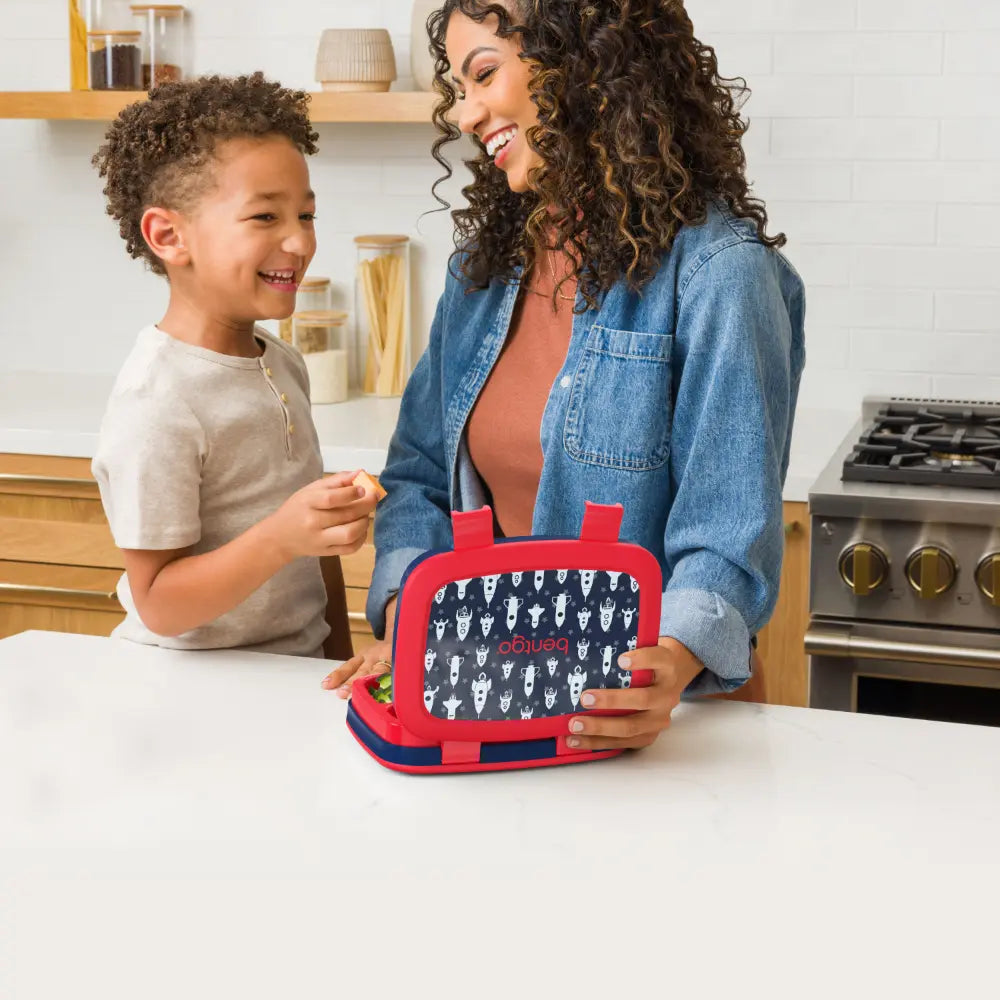 Bentgo Kids Prints with 5 Compartments, Leak-Proof Bento Lunch Box, BPA &amp; PFAS-Free, Microwave &amp; Dishwasher Safe Tray,  3–7 Years - Space Rocket