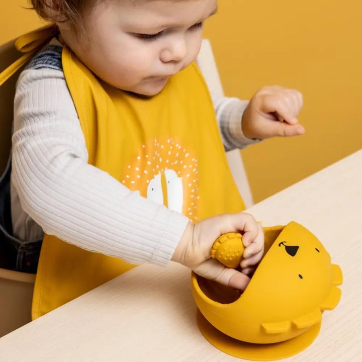 Trixie First Baby Meal Set | 100% Food-Grade Silicone Suction Bowl &amp; Soft Spoon Set for Self-Feeding, Baby Weaning &amp; First Bites | 4 Months Onwards | Mr. Lion