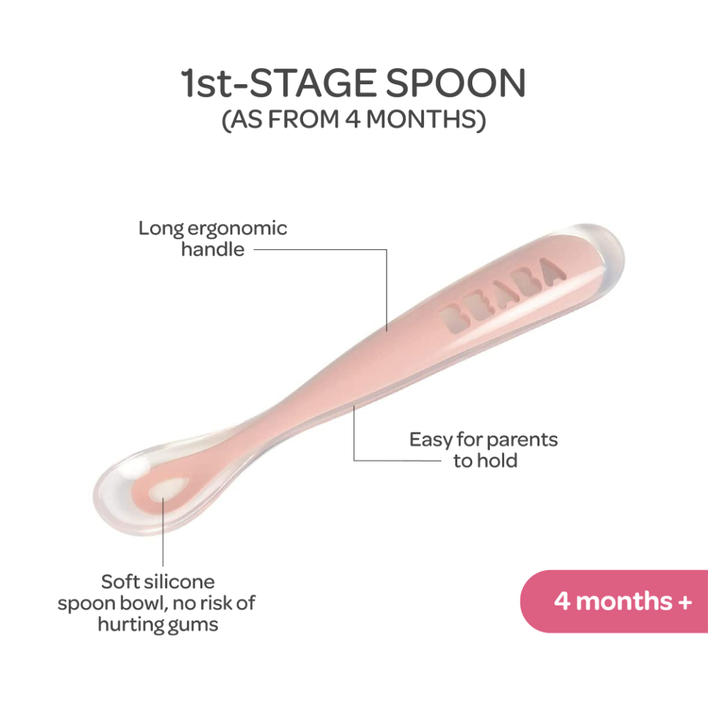 Beaba 1st Stage Ergonomic Silicone Baby Spoons - Set of 2
