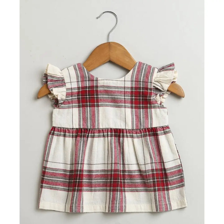 Sweetlime By AS Classic Plaid Ruffle Sleeve Top and Shorts Co-ord Set - White &amp; Red