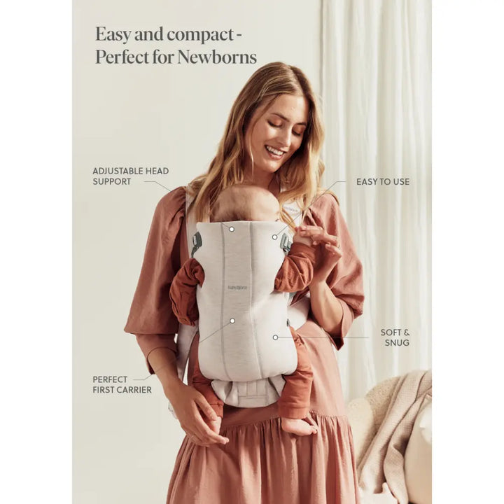 BabyBjorn Mini Baby Carrier, Soft &amp; Lightweight Mesh Fabric, 3 Carrying Positions, Ergonomic Hip and Head Support, Adjustable Waistbelt &amp; Cross Straps, Easy to Use, Birth to 12 Months (upto 11kg) - Cream