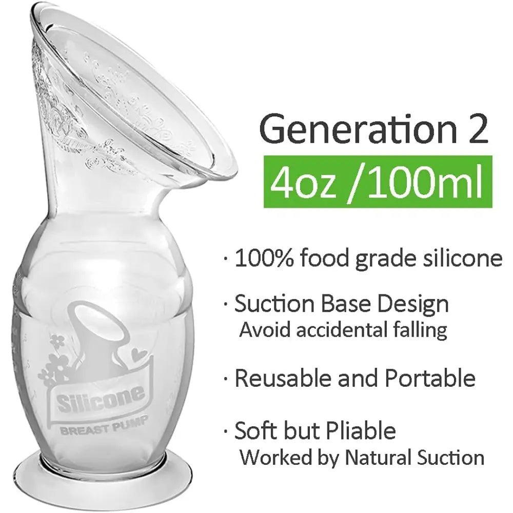 Haakaa Gen. 2 Silicone Breast Pump &amp; Cap Set – Improved Suction &amp; Comfort – 100ml – Grey