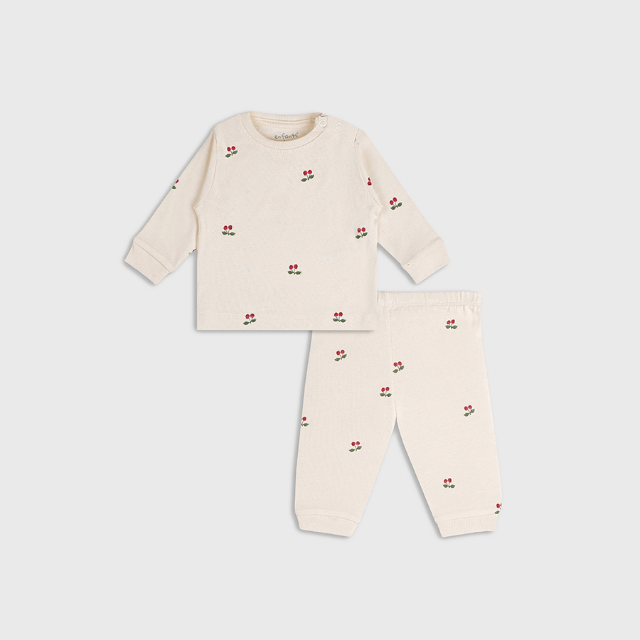 Enfants Creamy Cherry Co-Ords - Beige