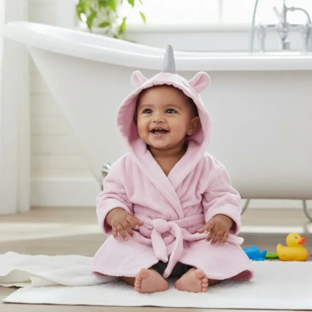 Masilo Hooded Baby Robe Unicorn - 0-1Y