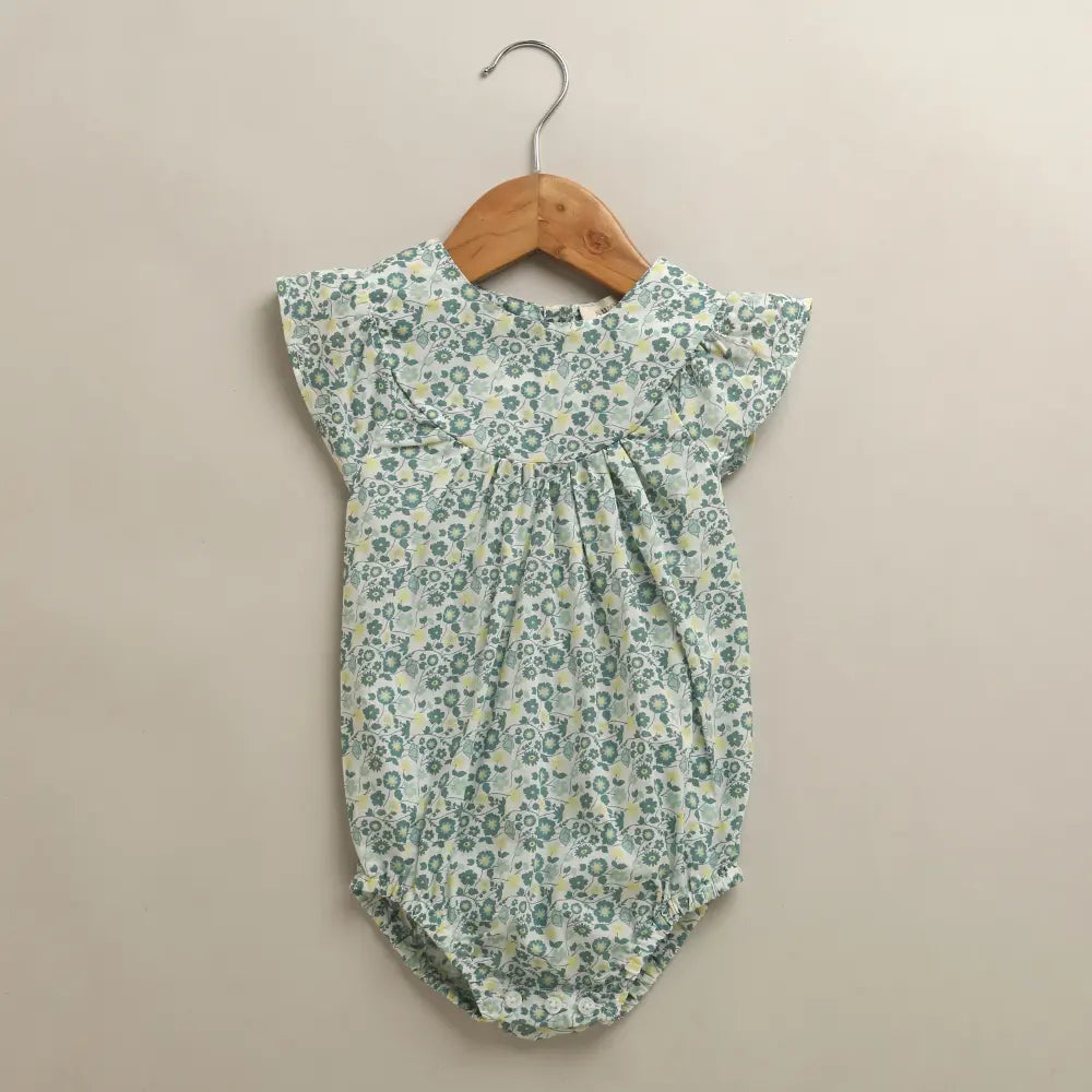 Sweetlime By AS Baby Girls Sage Green Floral Print Romper Sage Green
