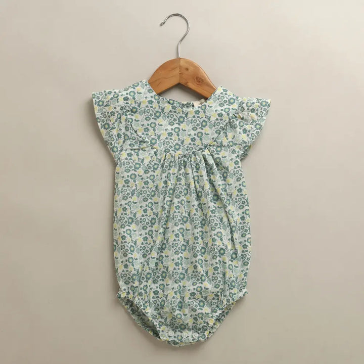 Sweetlime By AS Baby Girls Sage Green Floral Print Romper Sage Green