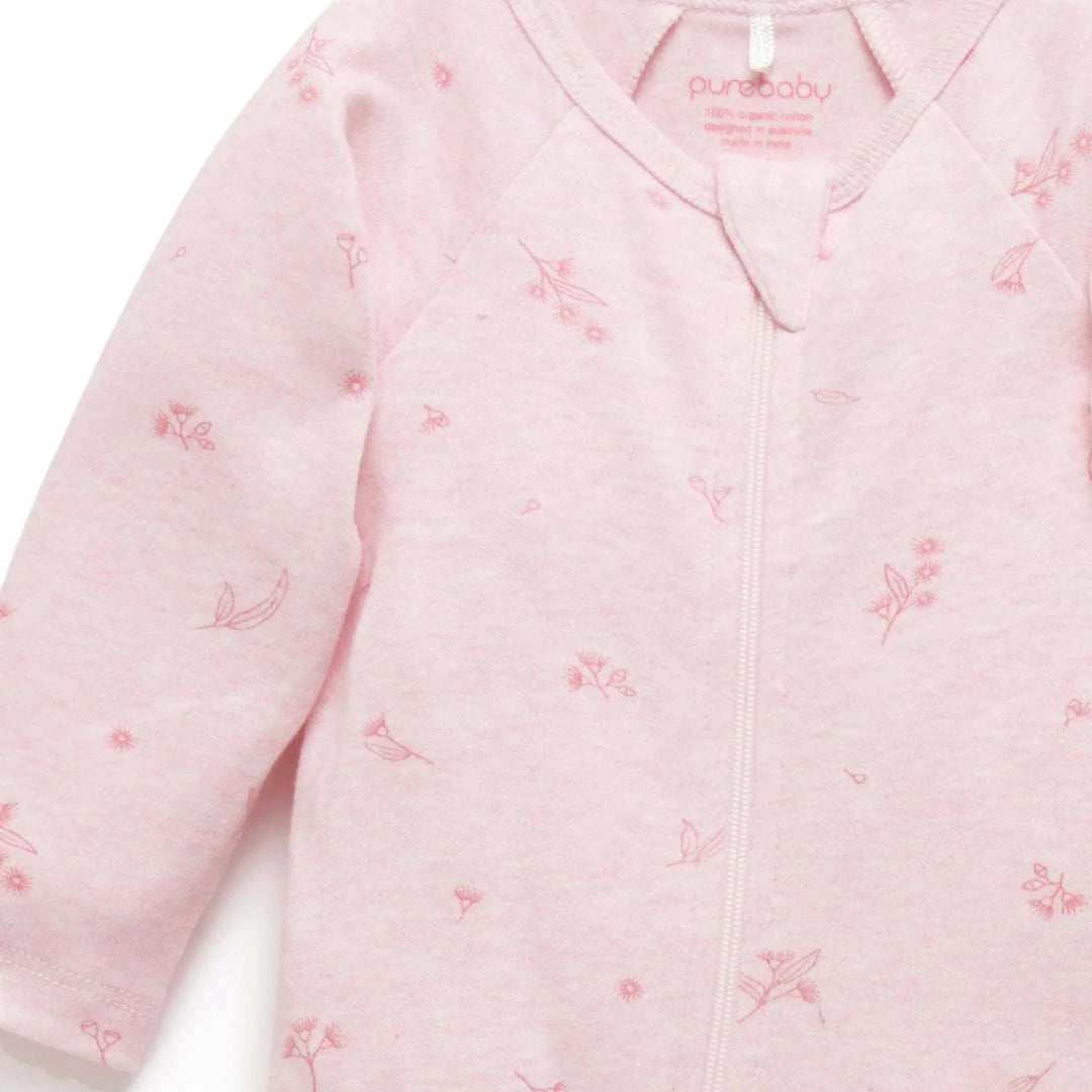 Purebaby Unisex Blossom Pack of 2 Organic Cotton Baby Growsuits - Pink