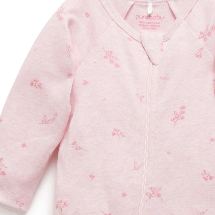 Purebaby Unisex Blossom Pack of 2 Organic Cotton Baby Growsuits - Pink