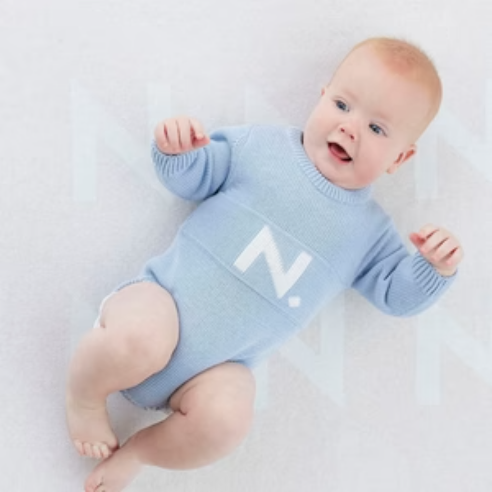 NamelyCo's Letter Bodysuit - Kentucky Blue