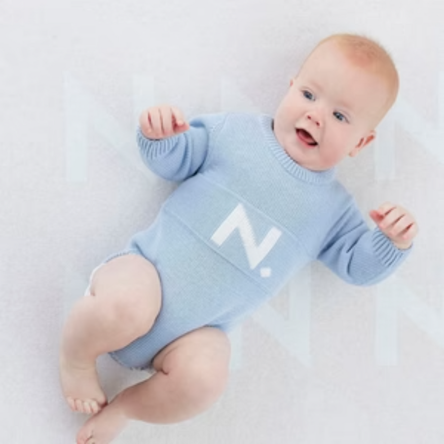 NamelyCo Letter Bodysuit - Kentucky Blue