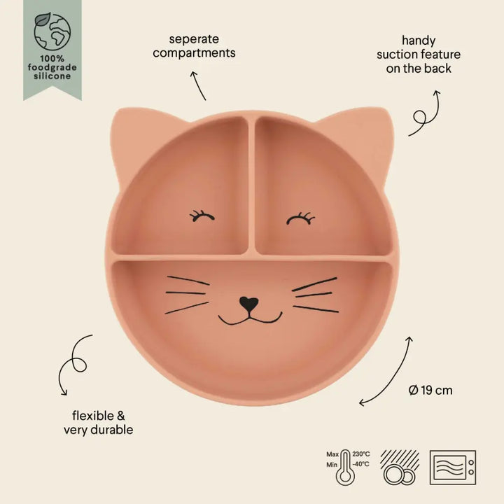 Trixie Silicone Divided Suction Plate - Mrs. Cat