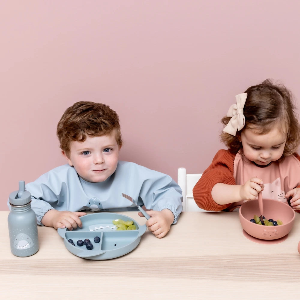 Trixie Silicone Divided Suction Plate | 100% Food-Grade Silicone Plate with Stick &amp; Stay Base, Compartments &amp; Easy-Clean Design | 4 Months Onwards | Mr. Shark