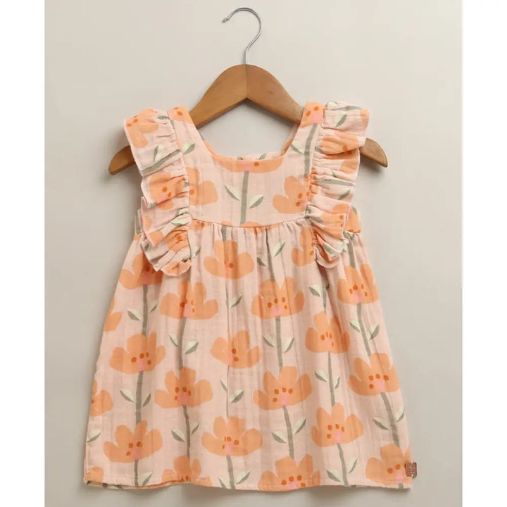 Sweetlime By As Peach Blossom Floral Ruffle Cotton Baby Girls Summer Co-ord Set