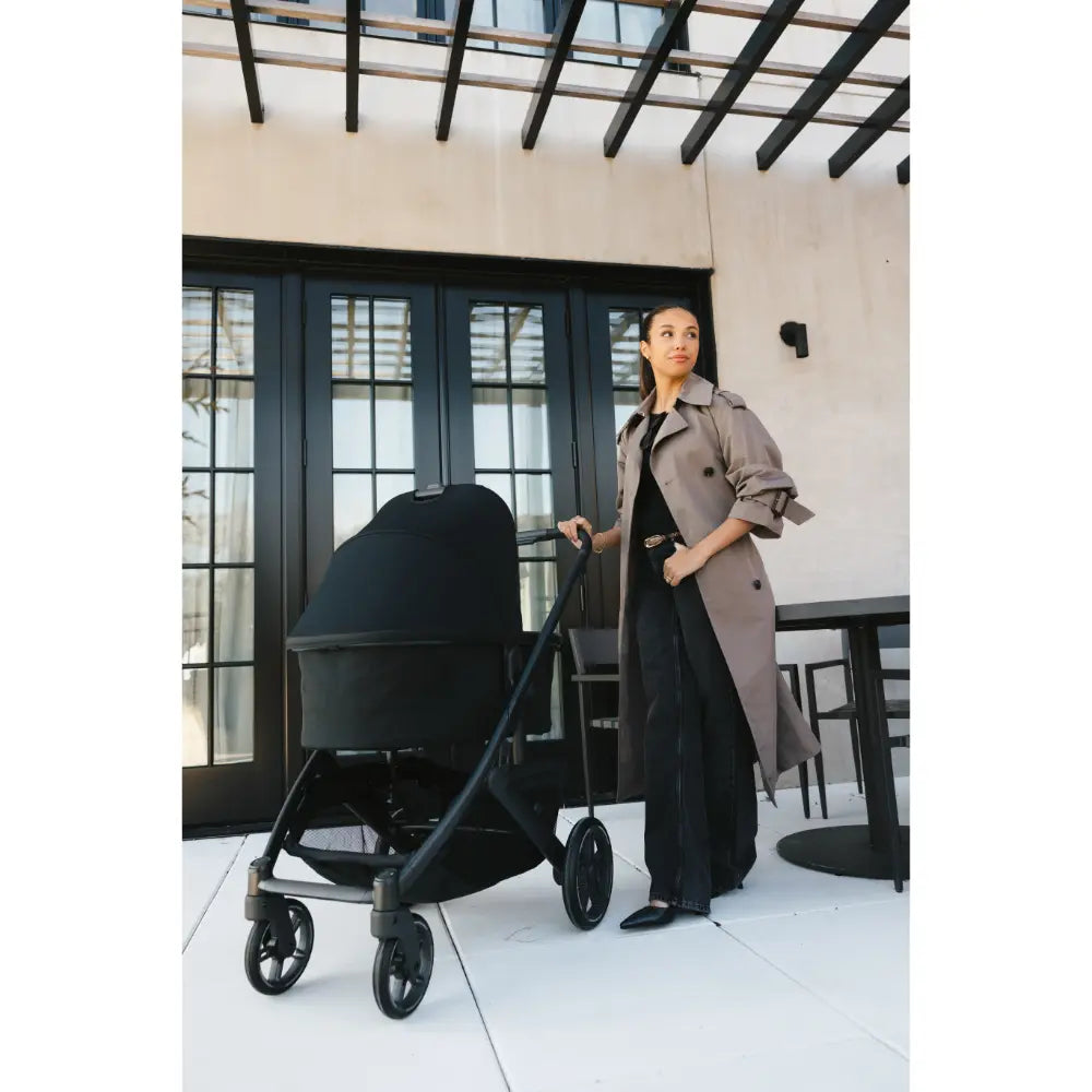 UPPAbaby Newborn Foldable Bassinet V3, Flat Recline, Stroller Carry Cot, Includes Breathable Mattress, For Kona, Cruz, Vista Stroller -  James/Black
