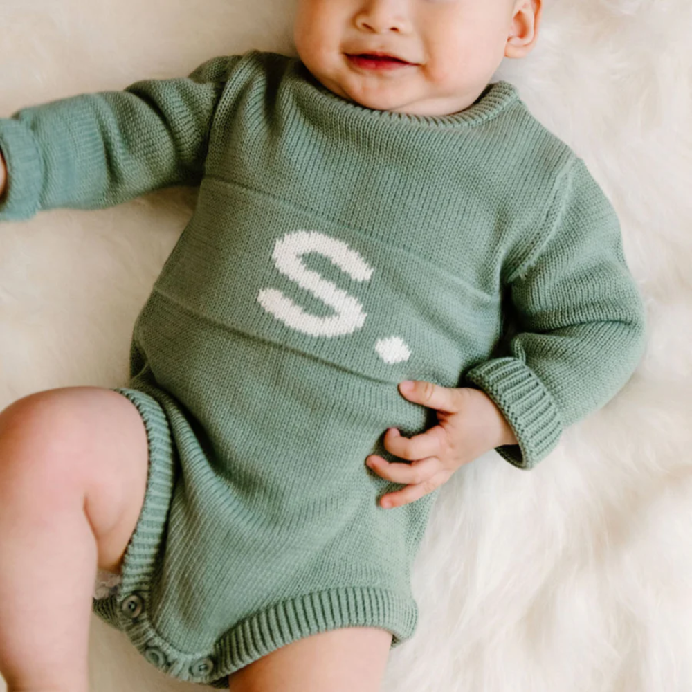 NamelyCo's Letter Bodysuit - Lily Pad