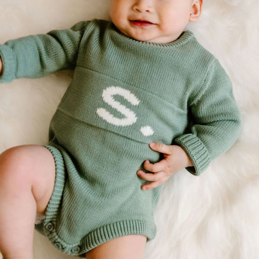 NamelyCo Letter Bodysuit - Lily Pad