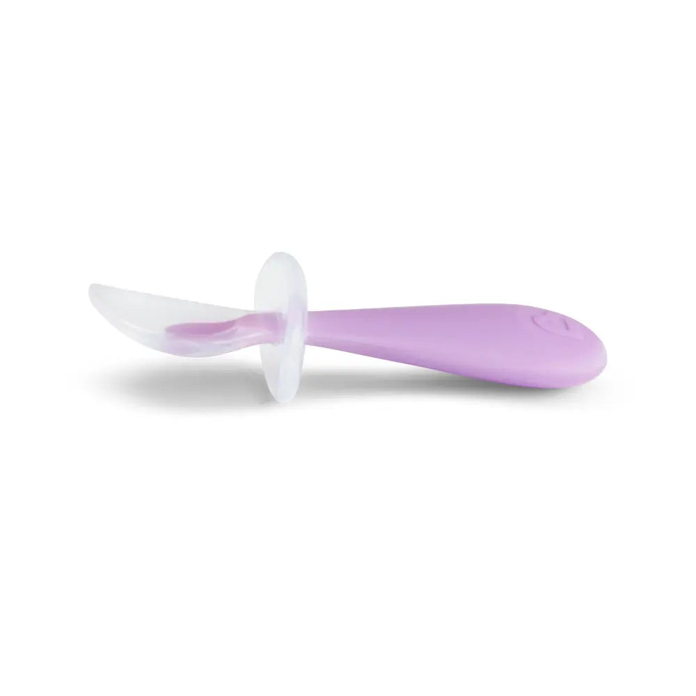 Munchkin Gentle Silicone Training Spoon Set – Anti-Choking Self-Feeding Spoons with Spoon Rest, BPA-Free, 6+ Months - Purple &amp; Pink