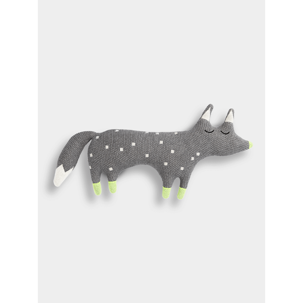 The Baby Trunk Grey Crochet Fox Soft Toy For Newborn Baby
