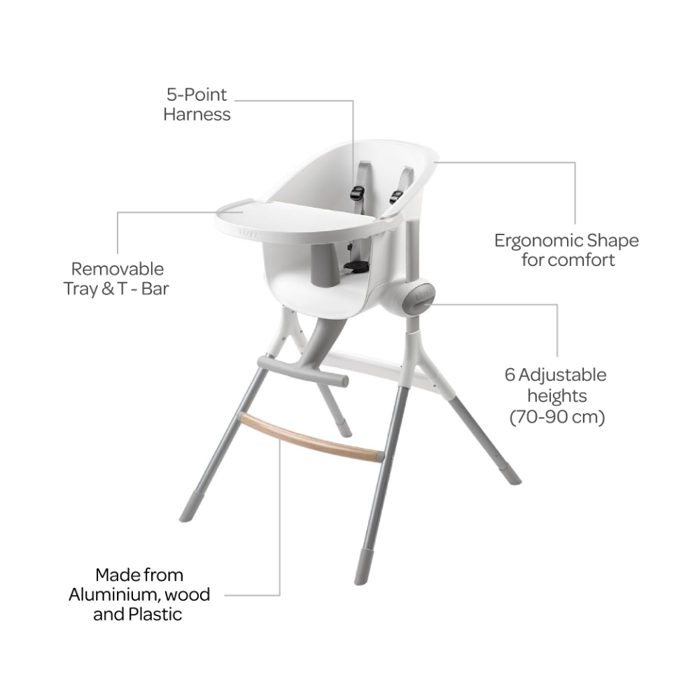 Beaba Up&Down High Chair - Grey/White